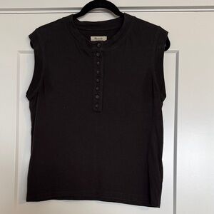 Madewell Dark Charcoal Sleeveless Henley Top
